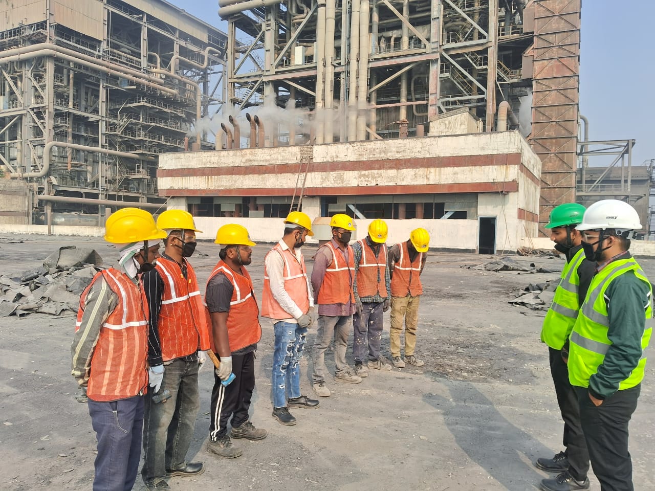 Engineering team at construction site